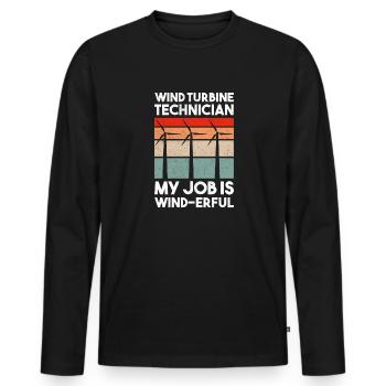 Wind turbine technician wind farm wind power - Men's Premium Organic Long Sleeve Shirt - black - Front - Nico (187cm)
