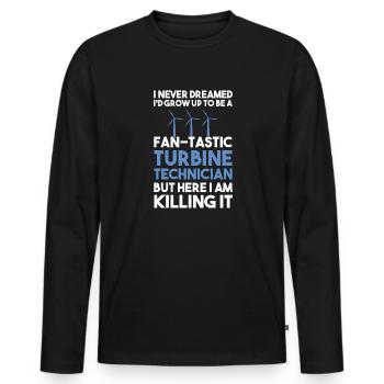 Wind turbine technician wind farm wind power - Men's Premium Organic Long Sleeve Shirt - black - Front - Nico (187cm)