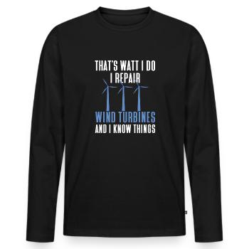 Wind turbine technician wind farm wind power - Men's Premium Organic Long Sleeve Shirt - black - Front - Nico (187cm)