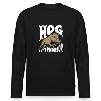 Chasse au sanglier chasseur sanglier - T-shirt manches longues Premium bio Homme - noir - Devant - Nico (187cm)