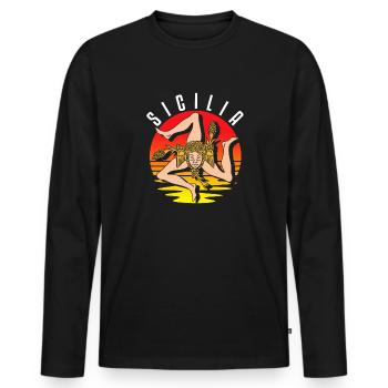 Sicily flag Sicily Palermo Italy - Men's Premium Organic Long Sleeve Shirt - black - Front - Nico (187cm)