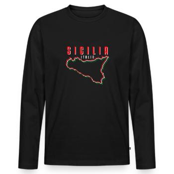 Sicily flag Sicily Palermo Italy - Men's Premium Organic Long Sleeve Shirt - black - Front - Nico (187cm)