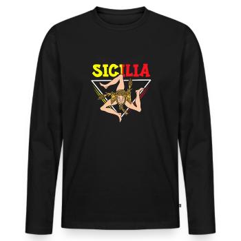 Sicily flag Sicily Palermo Italy - Men's Premium Organic Long Sleeve Shirt - black - Front - Nico (187cm)