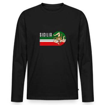 Sicily flag Sicily Palermo Italy - Men's Premium Organic Long Sleeve Shirt - black - Front - Nico (187cm)