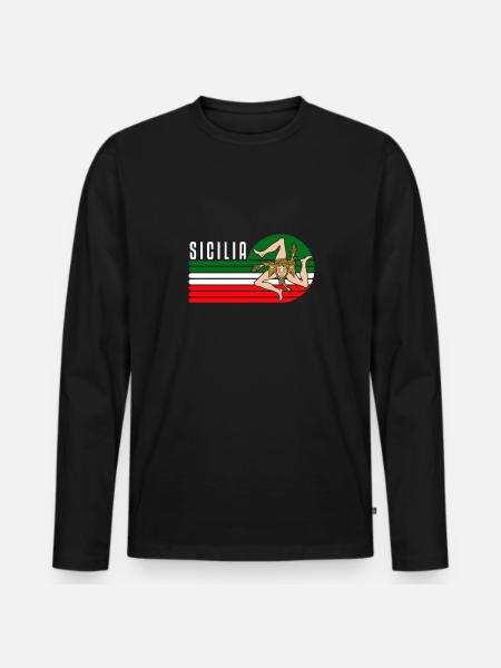 Sicily flag Sicily Palermo Italy - Men's Premium Organic Long Sleeve Shirt - black