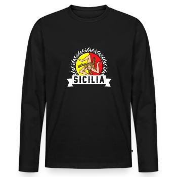 Sicily flag Sicily Palermo Italy - Men's Premium Organic Long Sleeve Shirt - black - Front - Nico (187cm)