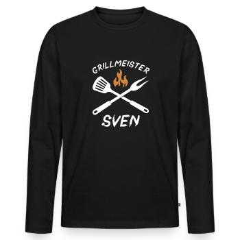 Grillmeister Sven - Männer Premium Bio Langarmshirt - Schwarz - Vorne - Nico (187cm)