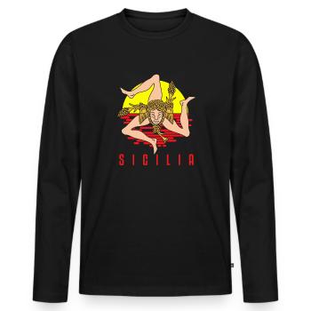 Sicily flag Sicily Palermo Italy - Men's Premium Organic Long Sleeve Shirt - black - Front - Nico (187cm)