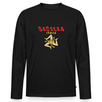Sicily flag Sicily Palermo Italy - Men's Premium Organic Long Sleeve Shirt - black - Front - Nico (187cm)