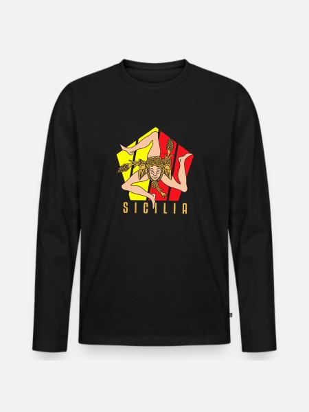 Sicily flag Sicily Palermo Italy - Men's Premium Organic Long Sleeve Shirt - black