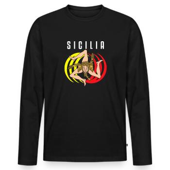 Sicily flag Sicily Palermo Italy - Men's Premium Organic Long Sleeve Shirt - black - Front - Nico (187cm)
