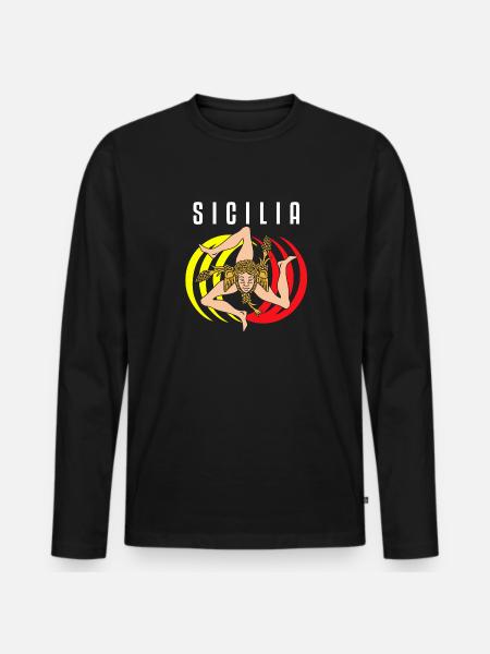 Sicily flag Sicily Palermo Italy - Men's Premium Organic Long Sleeve Shirt - black