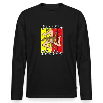 Sicily flag Sicily Palermo Italy - Men's Premium Organic Long Sleeve Shirt - black - Front - Nico (187cm)