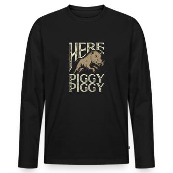 Chasse au sanglier chasseur sanglier - T-shirt manches longues Premium bio Homme - noir - Devant - Nico (187cm)