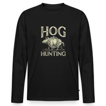 Chasse au sanglier chasseur sanglier - T-shirt manches longues Premium bio Homme - noir - Devant - Nico (187cm)