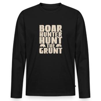 Chasse au sanglier chasseur sanglier - T-shirt manches longues Premium bio Homme - noir - Devant - Nico (187cm)
