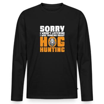 Chasse au sanglier chasseur sanglier - T-shirt manches longues Premium bio Homme - noir - Devant - Nico (187cm)