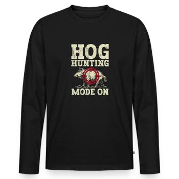 Chasse au sanglier chasseur sanglier - T-shirt manches longues Premium bio Homme - noir - Devant - Nico (187cm)