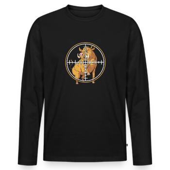 Chasse au sanglier chasseur sanglier - T-shirt manches longues Premium bio Homme - noir - Devant - Nico (187cm)