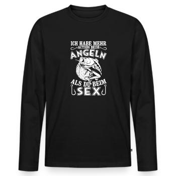 Sarkastischer Anglerspruch Angeln Angler Fischer - Männer Premium Bio Langarmshirt - Schwarz - Vorne - Nico (187cm)