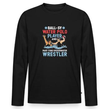 Water Polo Wasserball - Men's Premium Organic Long Sleeve Shirt - black - Front - Nico (187cm)