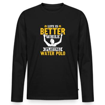Water Polo Wasserball - Men's Premium Organic Long Sleeve Shirt - black - Front - Nico (187cm)