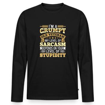 I'm a grumpy old veteran, my level - Men's Premium Organic Long Sleeve Shirt - black - Front - Nico (187cm)