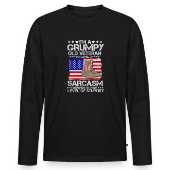 Grumpy Old Veterans Army US Patriot Father - Men's Premium Organic Long Sleeve Shirt - black - Front - Nico (187cm)