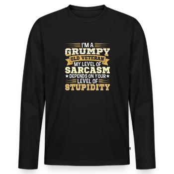 Mürrischer Alter Veteran Der Armee US-Patriot - Männer Premium Bio Langarmshirt - Schwarz - Vorne - Nico (187cm)