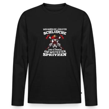 Wir Haben Die Längsten Schläuche Versauter - Männer Premium Bio Langarmshirt - Schwarz - Vorne - Nico (187cm)