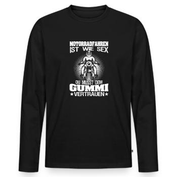 Versaute Motorradsprüche Motorrad-Fahren Biker - Männer Premium Bio Langarmshirt - Schwarz - Vorne - Nico (187cm)
