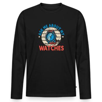 Watch Collector Watch Watchmaker - Men's Premium Organic Long Sleeve Shirt - black - Front - Nico (187cm)