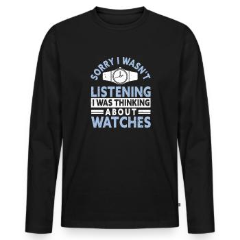 Watch Collector Watch Watchmaker - Men's Premium Organic Long Sleeve Shirt - black - Front - Nico (187cm)
