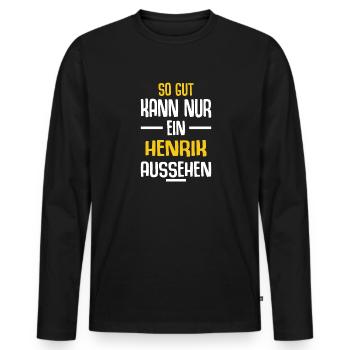 Henrik Vorname Name Geburtstag - Männer Premium Bio Langarmshirt - Schwarz - Vorne - Nico (187cm)