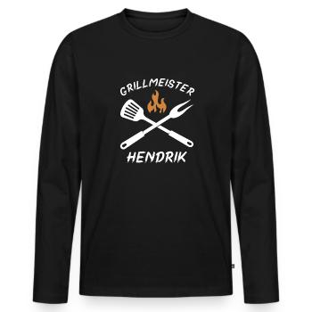 Grillmeister Hendrik - Männer Premium Bio Langarmshirt - Schwarz - Vorne - Nico (187cm)