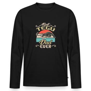 Tegu Eidechse Reptil Herpetologe - Männer Premium Bio Langarmshirt - Schwarz - Vorne - Nico (187cm)
