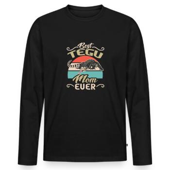 Tegu Eidechse Reptil Herpetologe - Männer Premium Bio Langarmshirt - Schwarz - Vorne - Nico (187cm)