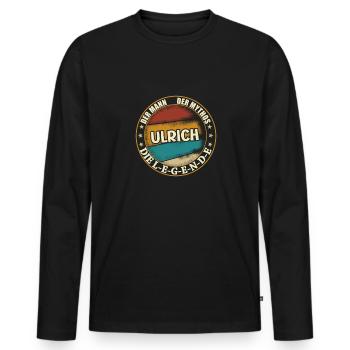 Ulrich Vorname Name Geburtstag - Männer Premium Bio Langarmshirt - Schwarz - Vorne - Nico (187cm)