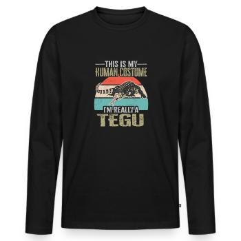 Tegu Eidechse Reptil Herpetologe - Männer Premium Bio Langarmshirt - Schwarz - Vorne - Nico (187cm)