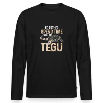 Tegu Eidechse Reptil Herpetologe - Männer Premium Bio Langarmshirt - Schwarz - Vorne - Nico (187cm)