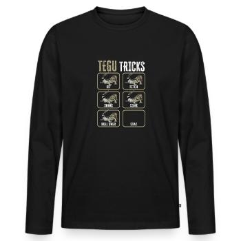 Tegu Eidechse Reptil Herpetologe - Männer Premium Bio Langarmshirt - Schwarz - Vorne - Nico (187cm)