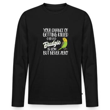 Budgerigar Perruche Oiseau Cadeau pour animaux de compagnie - T-shirt manches longues Premium bio Homme - noir - Devant - Nico (187cm)