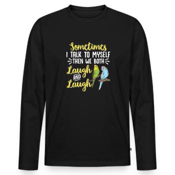 Budgerigar Parakeet Bird Pet Gift - Men's Premium Organic Long Sleeve Shirt - black - Front - Nico (187cm)