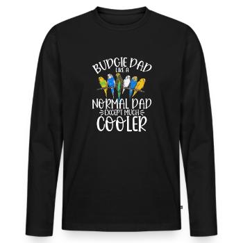 Budgerigar Parakeet Bird Pet Gift - Men's Premium Organic Long Sleeve Shirt - black - Front - Nico (187cm)