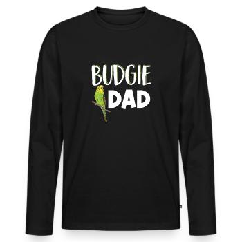 Budgerigar Perruche Oiseau Cadeau pour animaux de compagnie - T-shirt manches longues Premium bio Homme - noir - Devant - Nico (187cm)