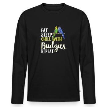 Budgerigar Perruche Oiseau Cadeau pour animaux de compagnie - T-shirt manches longues Premium bio Homme - noir - Devant - Nico (187cm)