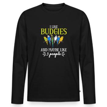 Wellensittich Sittich Vogel Haustier Geschenk - Männer Premium Bio Langarmshirt - Schwarz - Vorne - Nico (187cm)