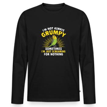 Budgerigar Parakeet Bird Pet Gift - Men's Premium Organic Long Sleeve Shirt - black - Front - Nico (187cm)