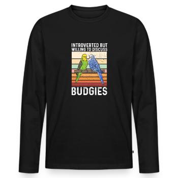 Budgerigar Parakeet Bird Pet Gift - Men's Premium Organic Long Sleeve Shirt - black - Front - Nico (187cm)