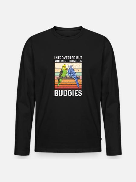 Budgerigar Parakeet Bird Pet Gift - Men's Premium Organic Long Sleeve Shirt - black